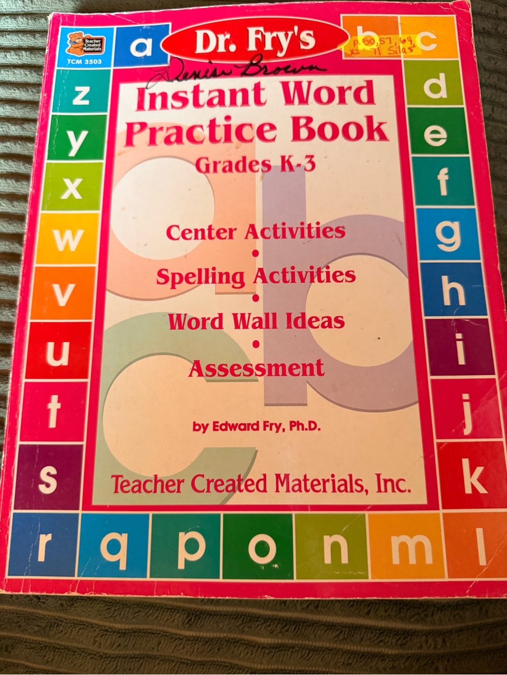 Dr. Fry's Instant Word Practice Book - Bright Multi-Color Cover